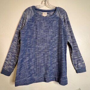 Champion Womens Blue Long-Sleeve Raglan Knit Pullover Sweatshirt Size L Cozy